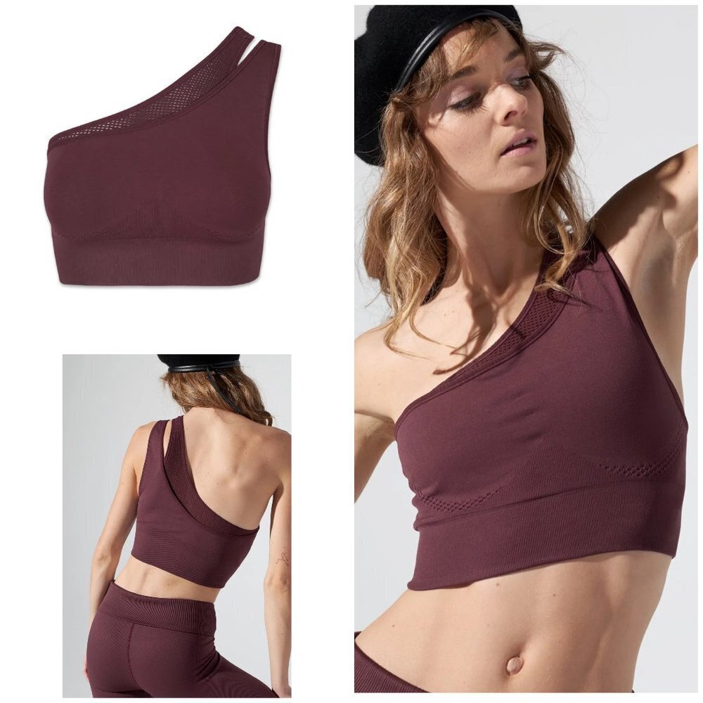 NWT avocado Mercury Burgundy Hanna Bra Classic One Shoulder Sport Bra XS​​​